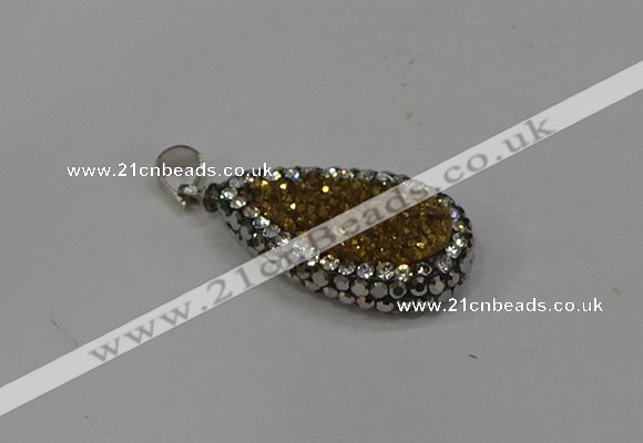 NGP4275 14*23mm flat teardrop plated quartz pendants wholesale