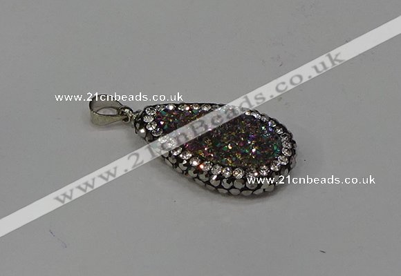 NGP4277 14*23mm flat teardrop plated quartz pendants wholesale