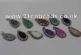 NGP4282 14*23mm flat teardrop plated quartz pendants wholesale