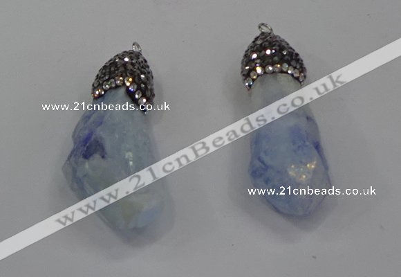 NGP4287 10*30mm - 15*45mmmm nuggets plated quartz pendants