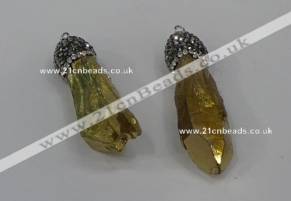 NGP4295 10*30mm - 15*45mmmm nuggets plated quartz pendants