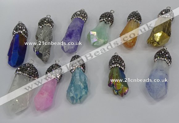 NGP4302 10*30mm - 15*45mmmm nuggets plated quartz pendants