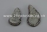 NGP4304 20*40mm - 25*50mm wing-shaped druzy quartz pendants