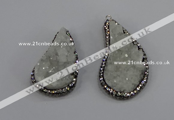 NGP4304 20*40mm - 25*50mm wing-shaped druzy quartz pendants