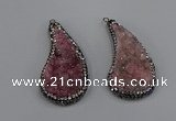 NGP4307 20*40mm - 25*50mm wing-shaped druzy quartz pendants