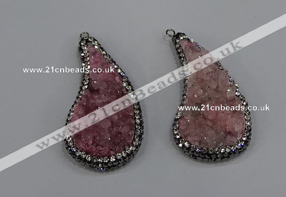 NGP4307 20*40mm - 25*50mm wing-shaped druzy quartz pendants