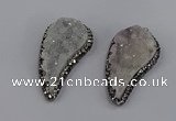 NGP4313 20*40mm - 25*50mm wing-shaped druzy quartz pendants