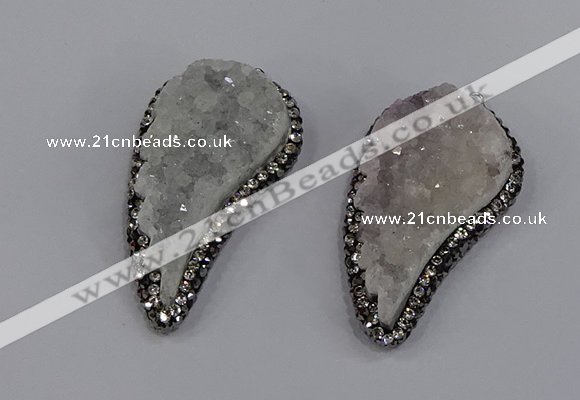 NGP4313 20*40mm - 25*50mm wing-shaped druzy quartz pendants