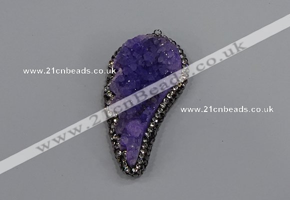 NGP4315 20*40mm - 25*50mm wing-shaped druzy quartz pendants