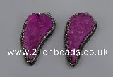 NGP4316 20*40mm - 25*50mm wing-shaped druzy quartz pendants