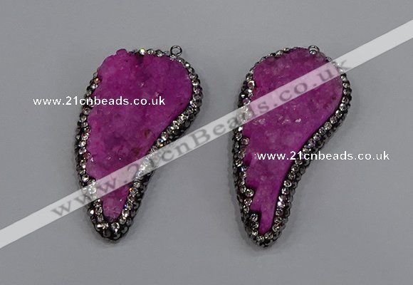 NGP4316 20*40mm - 25*50mm wing-shaped druzy quartz pendants