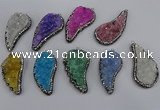 NGP4321 20*40mm - 25*50mm wing-shaped druzy quartz pendants