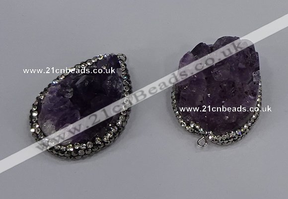 NGP4324 25*35mm - 30*40mm freeform druzy amethyst pendants