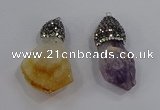 NGP4328 18*35mm - 20*40mm nuggets druzy amethyst & citrine pendants