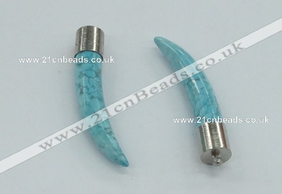 NGP4505 9*50mm - 9*55mm horn blue turquoise pendants wholesale