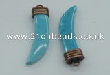 NGP4517 12*50mm - 12*55mm horn blue turquoise pendants wholesale