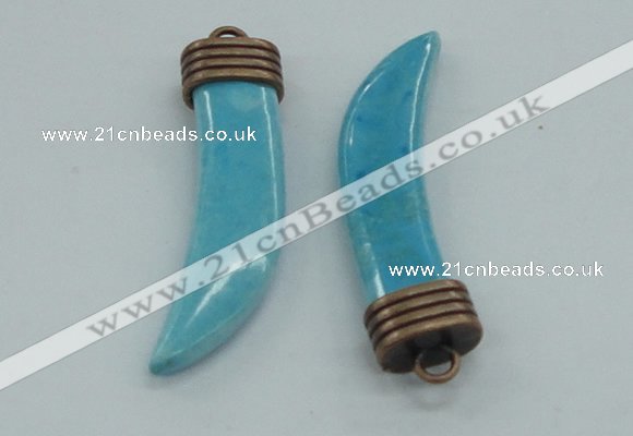 NGP4517 12*50mm - 12*55mm horn blue turquoise pendants wholesale