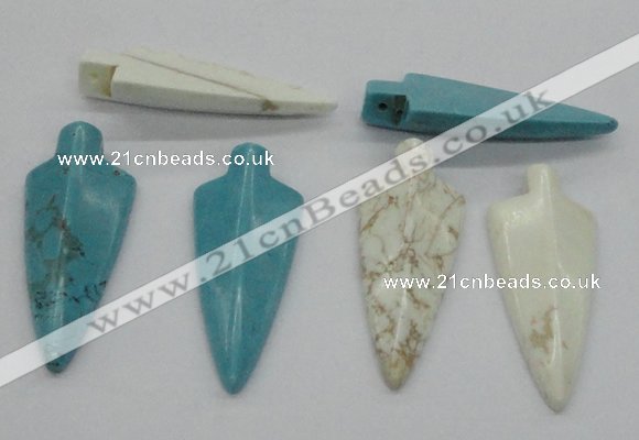 NGP4534 21*52mm - 22*55mm arrowhead turquoise pendants wholesale