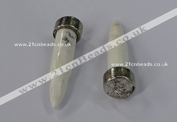 NGP4536 15*52mm bullet-shaped white howlite turquoise pendants