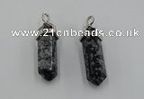 NGP5021 8*30mm sticks snowflake obsidian pendants wholesale