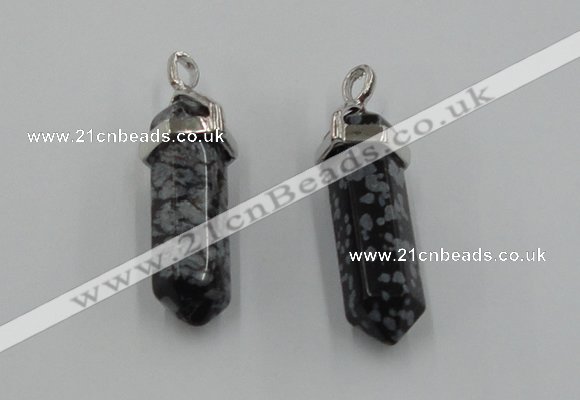 NGP5021 8*30mm sticks snowflake obsidian pendants wholesale