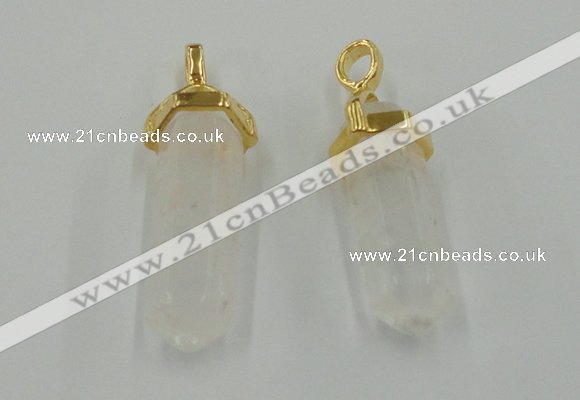 NGP5026 8*30mm sticks white crystal gemstone pendants wholesale