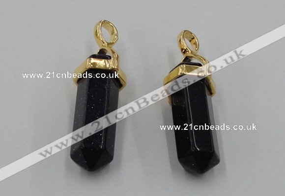 NGP5032 8*30mm sticks blue goldstone pendants wholesale