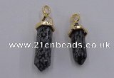 NGP5046 8*30mm sticks snowflake obsidian pendants wholesale