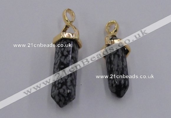 NGP5046 8*30mm sticks snowflake obsidian pendants wholesale