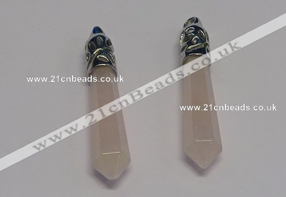 NGP5405 10*65mm sticks rose quartz gemstone pendants wholesale