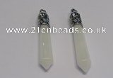 NGP5414 10*65mm sticks white jade gemstone pendants wholesale