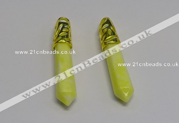 NGP5444 10*65mm sticks lemon jade gemstone pendants wholesale