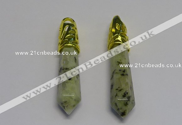 NGP5445 10*65mm sticks kiwi jasper pendants wholesale