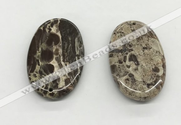 NGP5501 35*55mm oval rainforest agate pendants wholesale