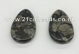 NGP5529 35*55mm flat teardrop grey opal gemstone pendants