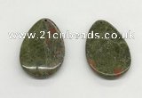 NGP5533 35*55mm flat teardrop unakite gemstone pendants