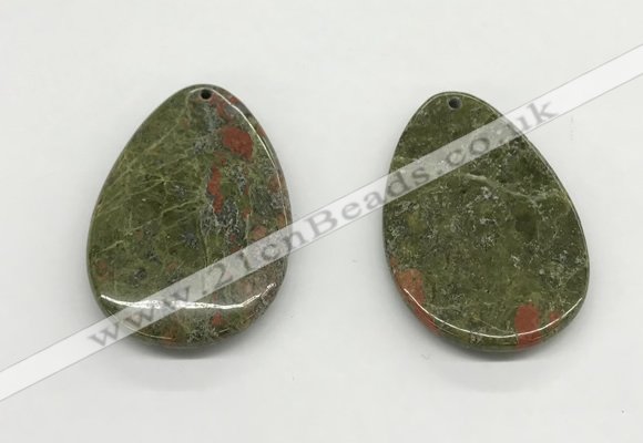 NGP5533 35*55mm flat teardrop unakite gemstone pendants