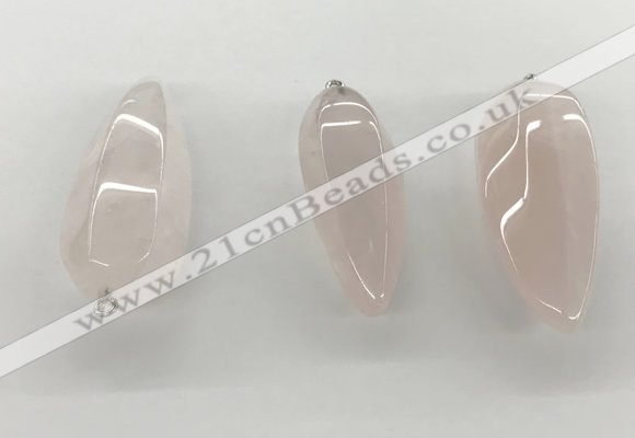 NGP5541 14*40mm - 23*58mm teardrop rose quartz pendants