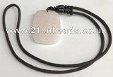 NGP5595 Rose quartz rectangle pendant with nylon cord necklace