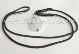 NGP5602 Black rutilated quartz teardrop pendant with nylon cord necklace