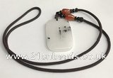 NGP5606 Black rutilated quartz rectangle pendant with nylon cord necklace