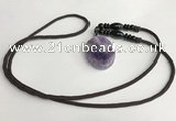 NGP5612 Dogtooth amethyst oval pendant with nylon cord necklace