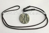 NGP5632 Jasper oval pendant with nylon cord necklace