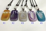 NGP5652 Agate rectangle pendant with nylon cord necklace