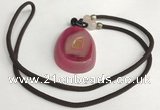 NGP5653 Agate flat teardrop pendant with nylon cord necklace