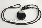 NGP5661 Agate oval pendant with nylon cord necklace