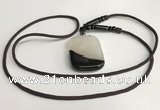 NGP5664 Agate rectangle pendant with nylon cord necklace