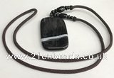 NGP5678 Agate rectangle pendant with nylon cord necklace