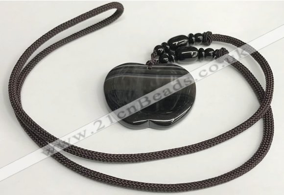 NGP5680 Agate apple pendant with nylon cord necklace