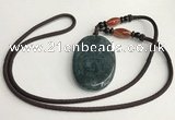 NGP5700 Agate oval pendant with nylon cord necklace